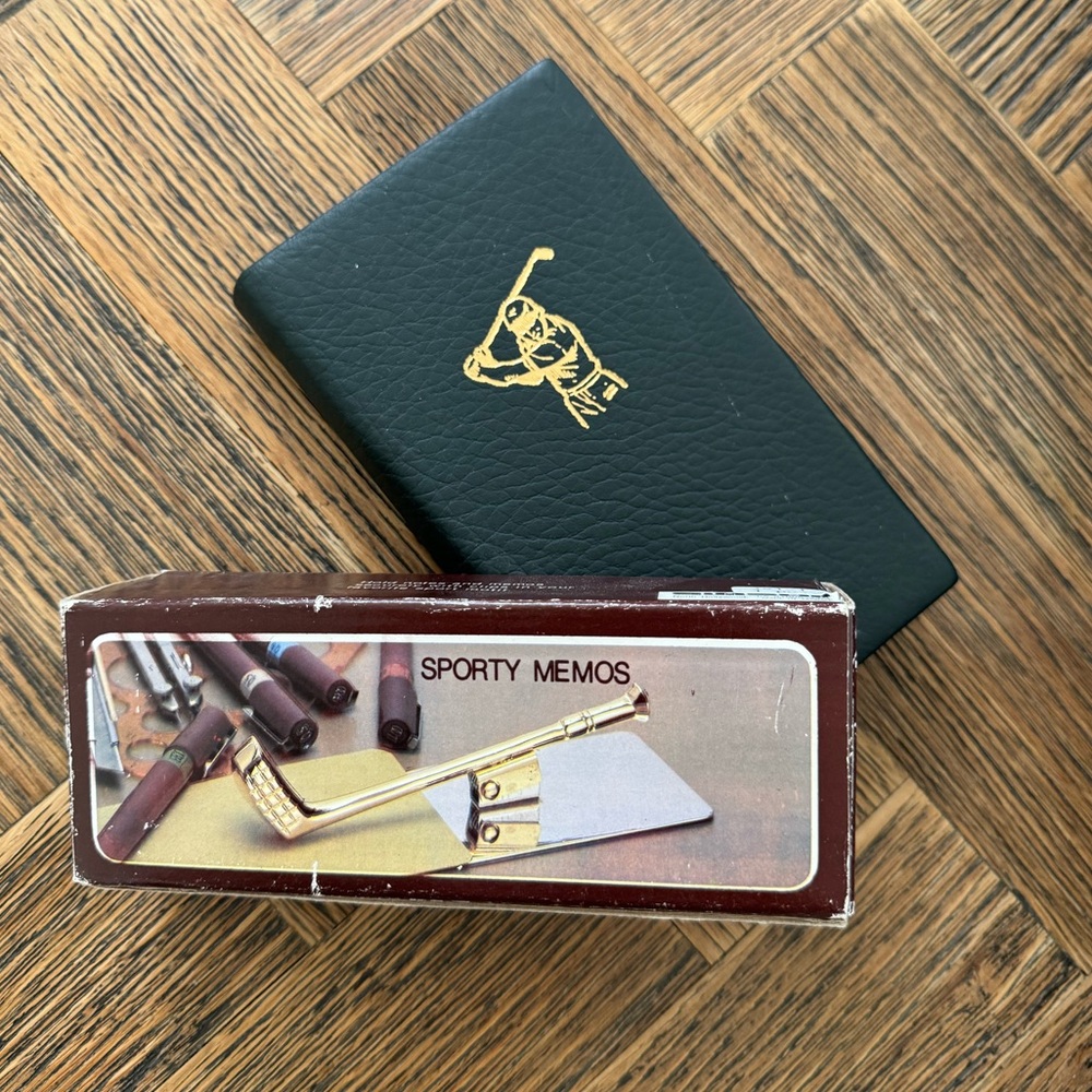 1970s Brass Golf Club Paper Holder Clip Document Organizer and Golfers Journal